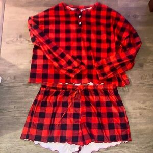 Red and Black Plaid Women’s Lounge Set